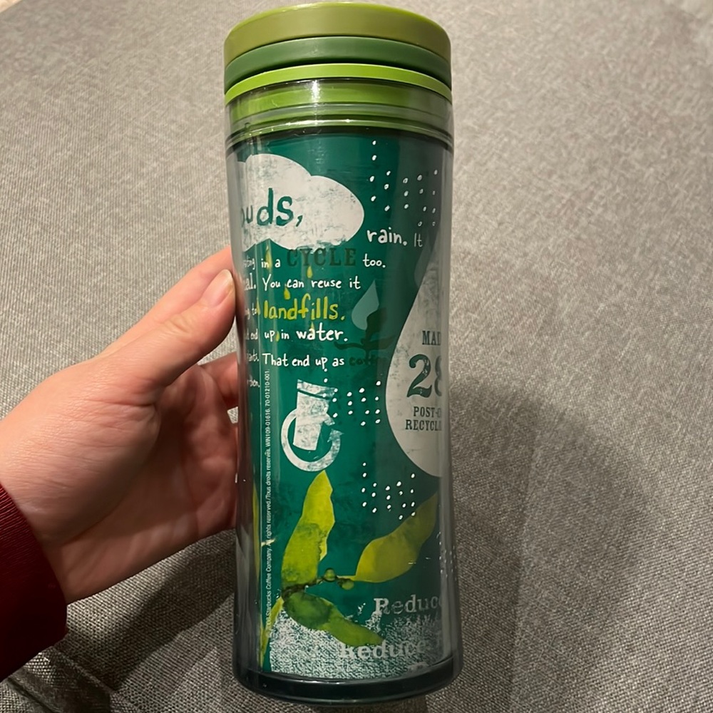 Starbucks Green Reduce Reuse Recycle Travel Coffee Mug Tumbler